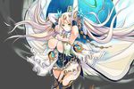  1girl breasts cleavage gaia_(kamihime) green_eyes kamihime_project_r large_breasts long_hair thighs white_hair 