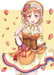  blush dress headdress love_live!_sunshine!! orange_hair red_eyes short_hair smile takami_chika valentines 