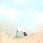  asriel_dreemurr caprine clothed clothing cloud fawnsdraws fur goat mammal outside sky stripes undertale video_games white_fur 