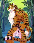  2017 abs anthro anus back_muscles balls biceps big_muscles black_fur blue_eyes butt chest_tuft claws clothing dragonasis fangs feline fur jockstrap looking_at_viewer looking_back male mammal mostly_nude muscular muscular_male nipples orange_fur outside pecs sharp_teeth signature solo standing stripes teeth tiger tuft underwear whiskers white_fur 
