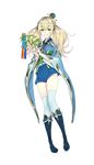  bamboo blonde_hair blue_footwear blue_pants boots crown fakepucco formation_girls full_body green_eyes highres isabelle_lancaster knee_boots long_hair looking_at_viewer mini_crown official_art pants solo thighhighs transparent_background twintails white_legwear 