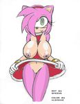  big_breasts breasts clothing english_text female fur green_eyes hedgehog kl0ndike klondike looking_at_viewer mammal nipples pink_fur plain_background presenting pussy sega solo sonic_(series) sonic_team sonic_the_hedgehog speeds text white_background 