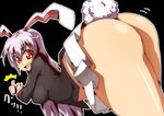 animal_ears ass bent_over bunny_ears bunny_tail lavender_hair long_hair lying no_panties purple_hair red_eyes reisen_udongein_inaba solo tail thumbs_up top-down_bottom-up toudori touhou 