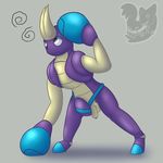 anthro anthrofied arthropod balls blue_skin boxing_gloves clothing confusion crab crabrawler crustacean flaccid half-closed_eyes horn humanoid_penis male marine nintendo nude partially_retracted_foreskin penis pok&eacute;mon posexe purple_skin simple_background solo spread_legs spreading standing uncut underwear video_games wardrobe_malfunction watermark white_background white_skin 