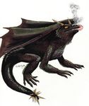  5_toes ambiguous_gender black_eyes black_scales dragon feral fire fire_breathing harry_potter horn hungarian_horntail membranous_wings saliva scales seiretsym simple_background slit_pupils spiked_tail spikes toes tongue tongue_out white_background wings yellow_sclera 