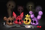  bonnie_(fnaf) bow_tie chica_(fnaf) eye_patch eyewear fallingwaterx five_nights_at_freddy&#039;s five_nights_at_freddy&#039;s_3 foxy_(fnaf) freddy_(fnaf) hat spirit top_hat video_games 