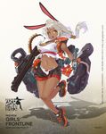  artist_request bangs bare_legs black_shorts character_name copyright_name dark_skin eyebrows_visible_through_hair full_body girls_frontline grey_hair gun hair_tubes high_tops highres holding holding_gun holding_weapon long_hair looking_at_viewer navel neostead ns2000_(girls_frontline) official_art open_fly open_mouth panties red_eyes rigging shadow shoes shorts shotgun shotgun_shells silver_hair sneakers solo tank_top teeth torn_clothes underwear watermark weapon web_address white_panties 