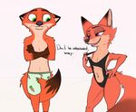  2016 age_difference anthro blush boxers_(clothing) cal-223 canine carrot clothed clothing covering covering_crotch crossed_arms dialogue digital_media_(artwork) disney duo embarrassed english_text eyebrows eyelashes female food fox fur green_eyes judy_hopps lagomorph male male/female mammal mature_female mother mother_and_son mrs_wilde mrs_wilde_(weaver) navel nick_wilde orange_fur parent pubes purple_eyes rabbit simple_background smile smirk son source_request swimming_trunks swimsuit tail_between_legs teasing text tongue tongue_out underwear vegetable zootopia 