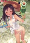  :d ^_^ absurdres artist_name blush breasts closed_eyes dress dual_wielding finger_on_trigger gayarou hat highres holding long_hair melonbooks nipples open_mouth outdoors panties purple_eyes purple_hair scan see-through small_breasts smile solo straw_hat sun_hat sundress tied_dress underwear wading water_gun wet wet_clothes wet_dress white_dress white_panties 