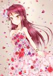  birthday bluesh brown_eyes flower long_hair love_live!_sunshine!! maroon_hair sakurauchi_riko smile 