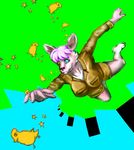  abstract_background anthro biche cervine clothing deer falling female grin hair mammal purple_hair short_hair smile solo 