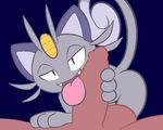  3_fingers alolan_meowth anthro erection feline fur male mammal meowth nintendo nude open_mouth penis pok&eacute;mon regional_variant sex simple_background smile thanu tongue video_games 