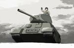  caterpillar_tracks cloud day ground_vehicle military military_vehicle motor_vehicle original saigawa sky snow t-34 tank 