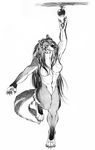  5_fingers anthro apple breasts canine claws featureless_breasts featureless_crotch female food fruit greyscale inkrend mammal monochrome sketch solo tongue wolf 