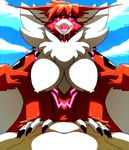  2017 balls_deep big_breasts breasts digimon drooling female first_person_view gblastman hi_res human male male/female mammal meicrackmon nipples open_mouth penetration saliva sex sharp_teeth teeth vaginal 