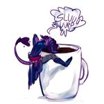  2017 ambiguous_gender beverage clothed clothing coffee colored_sketch commander_ledi cup drinking flora_fauna fully_clothed guild_wars hair micro mutisija plant purple_body purple_hair simple_background sketch slurping solo sylvari video_games white_background 