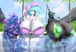  anthro big_breasts bikini breasts changeling cleavage clothed clothing equine female friendship_is_magic horn huge_breasts hyper hyper_breasts mammal marauder6272 my_little_pony pool_(disambiguation) princess_celestia_(mlp) princess_luna_(mlp) queen_chrysalis_(mlp) skimpy swimsuit winged_unicorn wings 