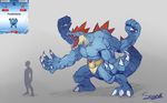  4_arms belt biped claws crocodilian fak&eacute;mon feraligatr fusion machamp multi_arm multi_limb nintendo pok&eacute;mon reptile scalie scarvii video_games 