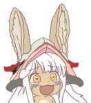  animal_ears bunny_ears bunny_girl gyate_gyate hat made_in_abyss monster_girl nanachi_(made_in_abyss) smile tears teeth white_hair yellow_eyes 