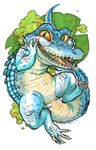  ambiguous_gender crocodile crocodilian cute featureless_crotch feral hi_res hvost looking_at_viewer open_mouth reptile scalie smile solo spread_legs spreading traditional_media_(artwork) 