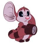  2017 alien alpha_channel back_markings black_eyes camera_tail digital_drawing_(artwork) digital_media_(artwork) disney experiment_(species) fur head_tuft holding_tail lilo_and_stitch markings one_ear_down pink_nose raised_inner_eyebrows red_fur shush_(lilo_and_stitch) signature simple_background snafuangel solo striped_tail stripes transparent_background worried 