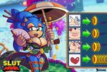  alternate_costume breasts clothing crossgender cuisine japanese_clothing kimono logo sonic_(series) sonic_mania sonic_the_hedgehog umbrella 