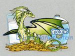  blue_eyes cookie dhstein dragon feral food glass green_scales grey_background horn jar membranous_wings milk scales simple_background solo tan_scales wings 