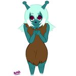  alien antennae anthro blank_(artist) blue_hair breasts bue_(character) clothed clothing emoji_(race) female hair hi_res looking_at_viewer mature_female purple_eyes samurai_jack simple_background solo wide_hips 