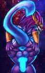  anthro anus aurelion_sol_(lol) balls blue_penis colored_sketch dragon hair klent knot league_of_legends looking_back male penis riot_games solo spread_anus spreading video_games 