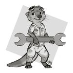  anthro arin_(letodoesart) clothed clothing letodoesart male mammal mustelid open_mouth otter smile solo 