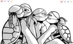  2017 anthro bandanna blush donatello_(tmnt) eye_contact freckles french_kissing group incest inkyfrog kissing leonardo_(tmnt) male male/male mask michelangelo_(tmnt) partially_colored raphael_(tmnt) reptile scalie shell simple_background teenage_mutant_ninja_turtles tongue turtle white_background 