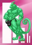  2017 4_toes 5_fingers abs anthro bottomless briefs bulge chameleon clothed clothing fist green_skin hand_on_hip hungothenomster leon_powalski lizard male muscular muscular_male nintendo nipples penis_outline pose reptile scalie side_view solo standing star_fox tight_underwear toes topless underwear video_games 