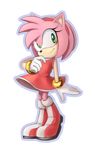  amy_rose anthro boots bracelet clothing dress female footwear gloves green_eyes hair hairband hedgehog jewelry mammal pink_hair rosuroid short_hair simple_background smile solo sonic_(series) 