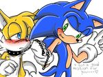  blue_eyes blush clothing collar gloves green_eyes leash male miles_prower patrial sonic_(series) sonic_the_hedgehog 