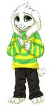  2017 3_toes 4_fingers alpha_channel animated anthro asriel_dreemurr barefoot biped black_clothing blinking boss_monster caprine child clothed clothing cub digital_media_(artwork) fangs floppy_ears fluffy fluffy_tail front_view full-length_portrait fur green_clothing green_eyes leokatana looking_at_viewer loop low_res male mammal pants pixel_(artwork) pixel_animation portrait shirt short_tail simple_background smile solo standing striped_clothing tears toes transparent_background undertale video_games white_fur white_tail yellow_clothing young 