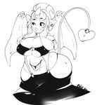  breasts clothed clothing female hi_res horn humanoid monochrome nipple_bulge nite overweight rubber smile solo standing succubus wings 