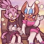  2017 anthro bat blaze_the_cat breasts cat clothing feline female fur gloves group mammal rosemary-the-skunk rouge_the_bat sonic_(series) toony video_games 