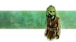  2017 absurd_res alien amphibian askernd01 aurebesh belt black_sclera bracelet clothed clothing countershading fan_character gills green_eyes green_skin hi_res jedi jewelry lekku lightsaber male mixed_media_(artwork) nautolan padawan shaded signature simple_background solo star_wars suit young 