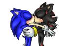  blush kissing male male/male patrial shadow_the_hedgehog sonic_(series) sonic_the_hedgehog 
