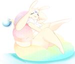 anthro breasts featureless_breasts female hybrid lagomorph mammal nite open_mouth rabbit sitting slightly_chubby smile solo 