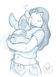  &lt;3 2014 absurd_res alien back_markings clothed clothing disney duo experiment_(species) eyes_closed hair hand_on_back hand_on_butt heartwarming hi_res holding_character hug human jackfreak1994 lilo_and_stitch long_hair mammal markings midriff nani_pelekai navel notched_ear nude pants patting_back pencil_(artwork) raised_inner_eyebrows shirt signature sketch smile stitch traditional_media_(artwork) upscale 