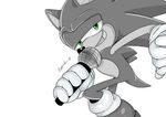  clothing gloves green_eyes male microphone monochrome patrial sonic_(series) sonic_the_hedgehog 