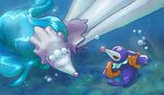  ambiguous_gender blue_body blue_hair duo hair long_hair mammal marine nintendo open_mouth pinniped pok&eacute;mon popplio presteasy_(artist) primarina swimming underwater video_games water water_wings white_skin 