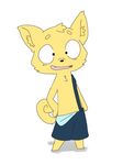  abstract_background canine chest_tuft clothed clothing cub cute cute_fangs fur kitsune_neko-chan male mammal overalls solo topless tuft yellow_fur young 