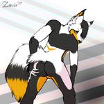  2017 anthro balls bent_over butt canine fox fur male mammal solo zvxtriad 