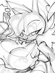  anthro bat big_breasts bigdad breasts cleavage clothed clothing female greyscale huge_breasts looking_at_viewer makeup mammal monochrome nipple_bulge rouge_the_bat sketch smile solo sonic_(series) 
