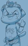  cartoon_network cat clothed clothing dandi feline gumball_watterson looking_at_viewer mammal middle_finger monochrome tattoo the_amazing_world_of_gumball tongue tongue_out topless young 