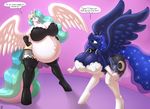  anthro badgerben big_breasts breasts cleavage clothed clothing equine female friendship_is_magic horn huge_breasts hyperstorm_h lingerie mammal my_little_pony pregnant princess_celestia_(mlp) princess_luna_(mlp) smug winged_unicorn wings 
