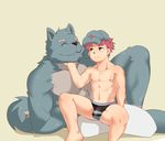  bulge canine cushion human male mammal nakaya petting yellow_eyes 