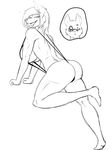  anthro big_breasts bikini breasts canine clothing female greyscale mammal monochrome nolollygagging_(artist) sketch sling_bikini smile solo swimsuit thick_thighs tongue tongue_out 